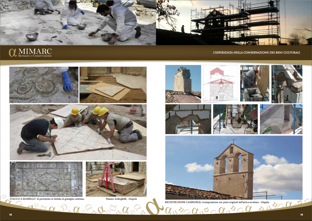 restauro lapideo, campanile ricostruzione, pavimento mosaico